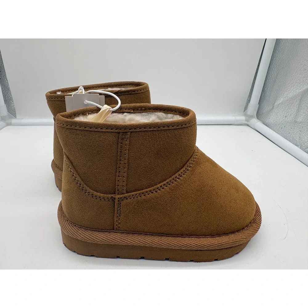 Baby Gap Toddler Size 6 Brown Vegan Suede Cozy Sherpa Lined Mini Boots Shoes NWT